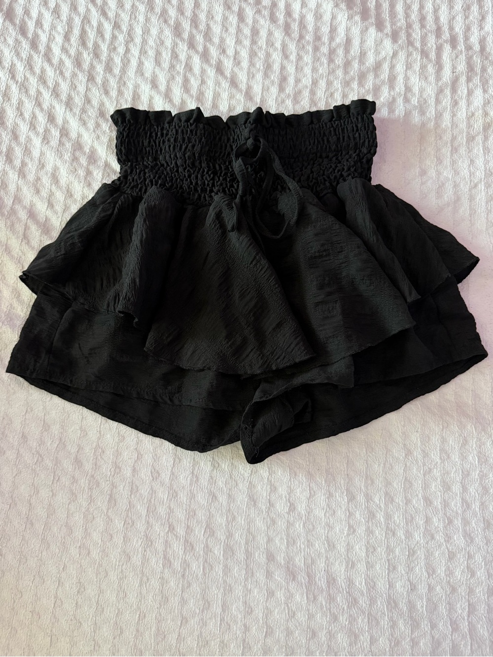 SHEIN Black Smocked Ruffle Skort Shorts | size m